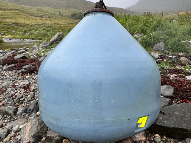 Plastic buoy typically used on fish farms
