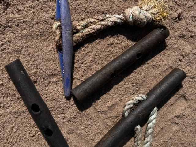 Toggles made from piping and rope