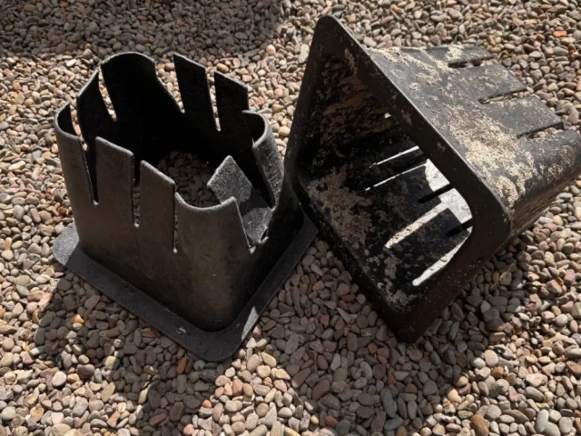 Plastic collar used to form creel entrance.