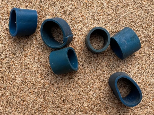 Rubber claw bands for keeping lobster claws closed.