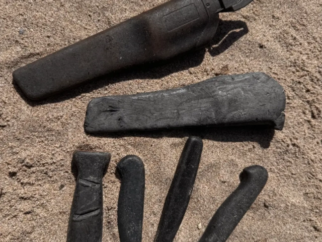 Plastic knife sheaths and handles